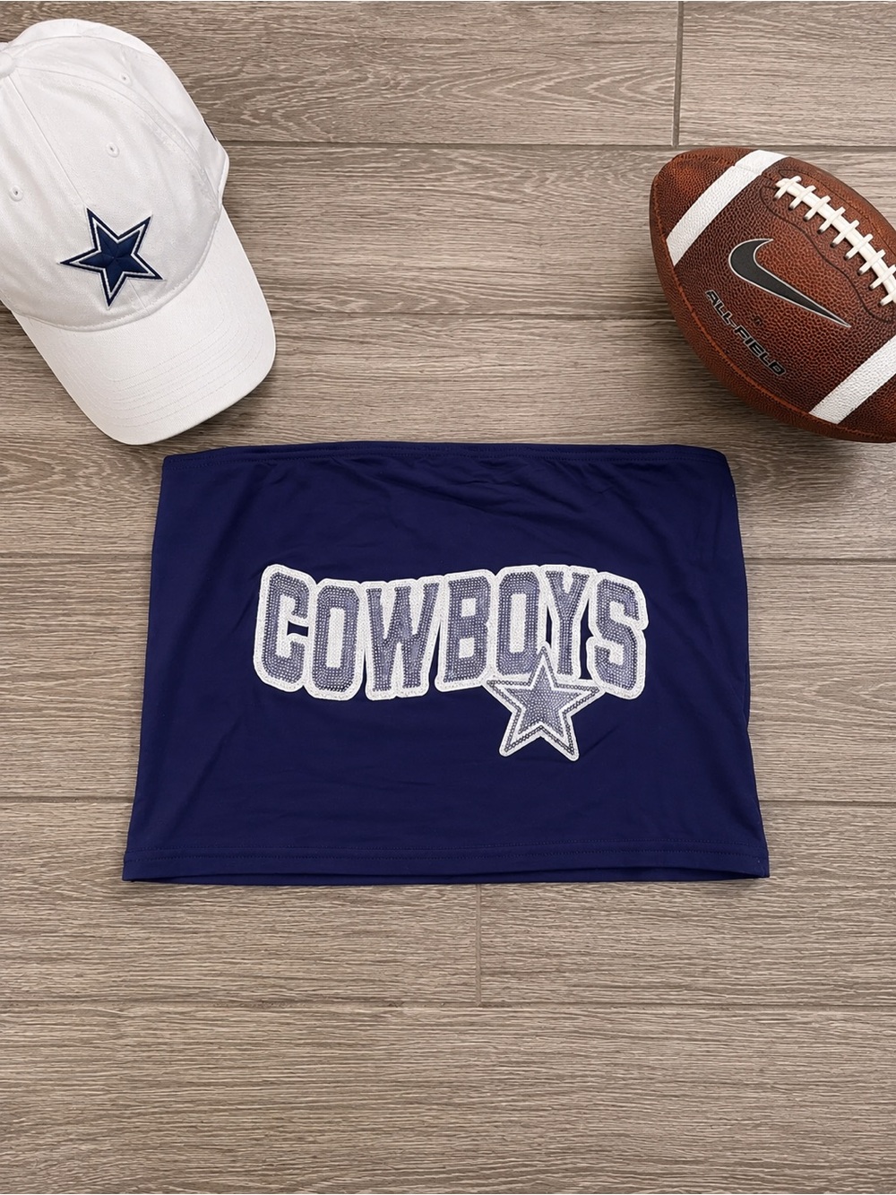Dallas Cowboys Navy Tube Top with Embroidered Logo